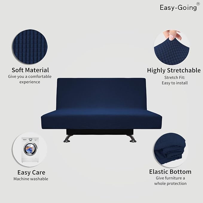 Easy-Going Stretch Futon Slipcover Armless Futon Bed Cover Furniture Protector - Image 3