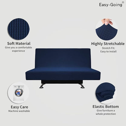 Easy-Going Stretch Futon Slipcover Armless Futon Bed Cover Furniture Protector - Image 3