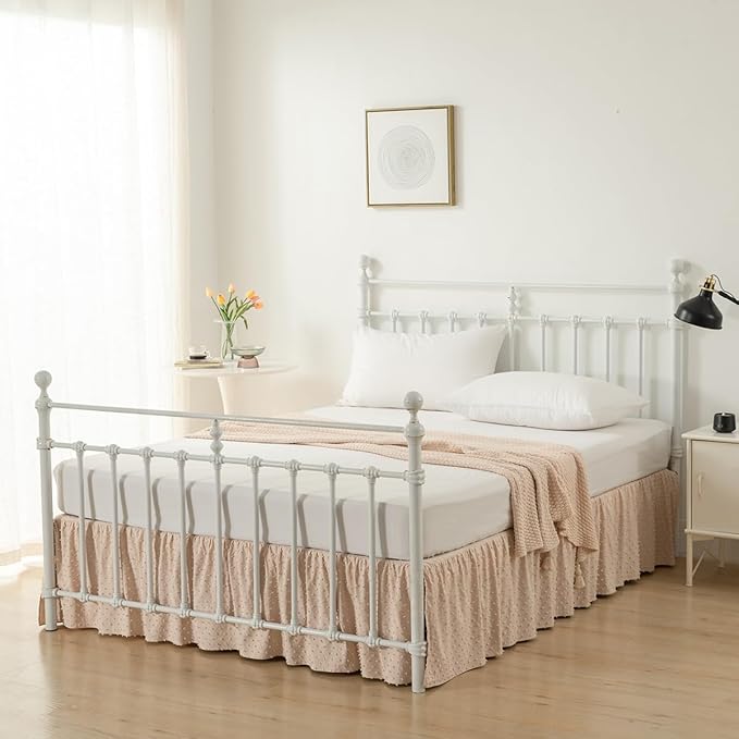 Tufted Dot Bed Skirt Queen Size Ruffled Bed Skirt - Image 6