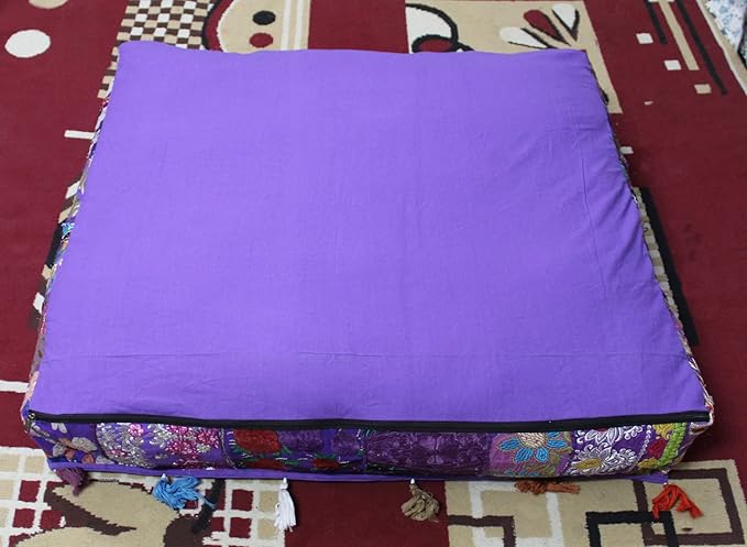 CRAFT KALA Indian Square Patchwork Traditional Pouf Cover Indian Living Room - Image 8