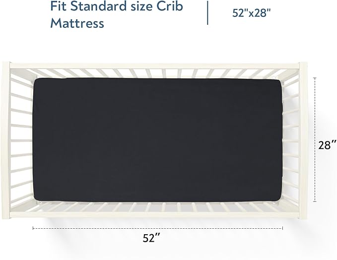Waterproof Crib Sheets for Boys 2 Pack, Fitted Baby Crib Sheet Neutral 52" x - Image 8