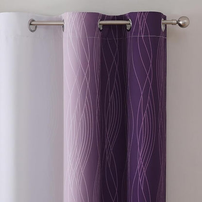Estelar Textiler Purple and Greyish White Room Darkening Blackout Curtains 84 - Image 4