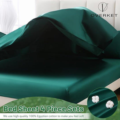 1000 Thread Count Egyptian Cotton Sheets Queen Size Set 4PCS Sateen Weave Soft - Image 3