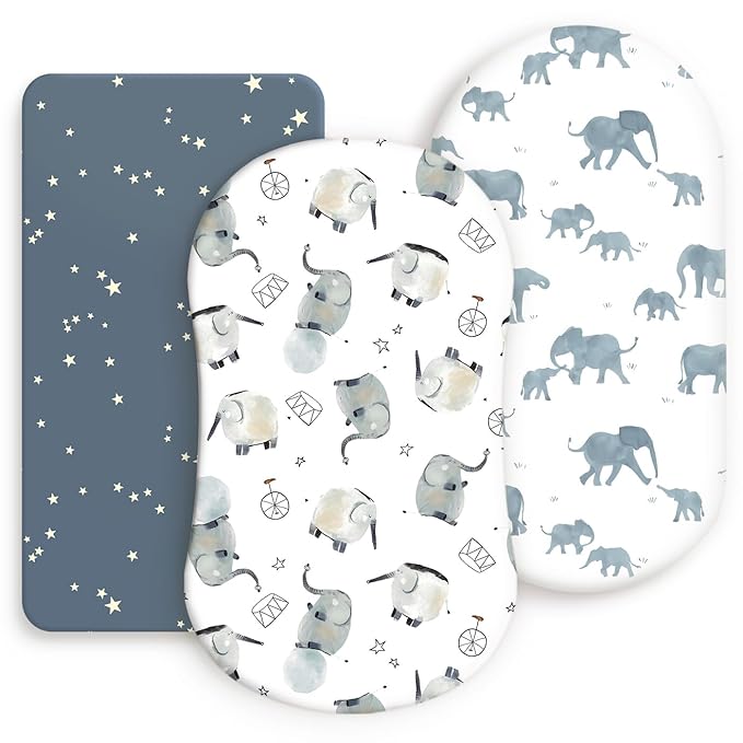 Stretchy Ultra Soft Fitted Bassinet Sheets Set 3 Pack, Universal Fit by BUYNOW