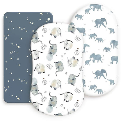 Stretchy Ultra Soft Fitted Bassinet Sheets Set 3 Pack, Universal Fit by BUYNOW