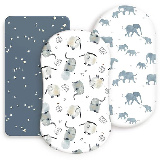 Stretchy Ultra Soft Fitted Bassinet Sheets Set 3 Pack, Universal Fit by BUYNOW