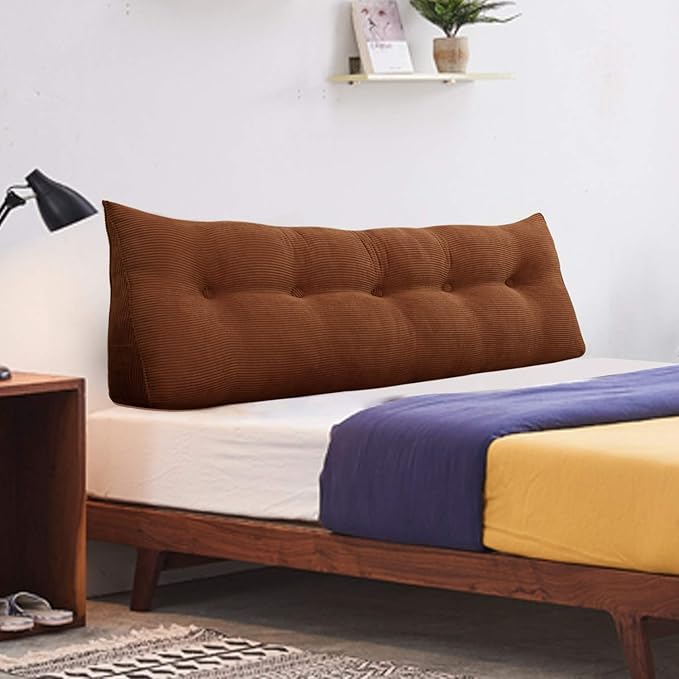 WOWMAX 100% Cotton Corduroy Headboard Pillow – Queen Size Back Support Reading - Image 8