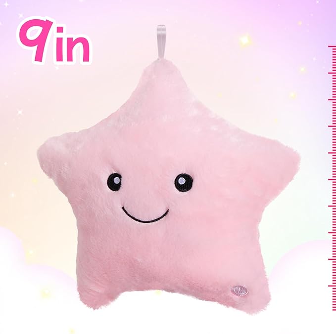 WEWILL 9'' LED Twinkle Star Soft Plush Pillow Toys Glowing Stuffed Star Light - Image 4