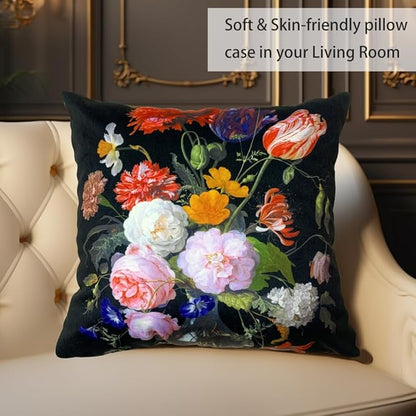 Vintage Dutch-Style Floral Still Life 18x18 Throw Pillow Cover Double-Sided - Image 3