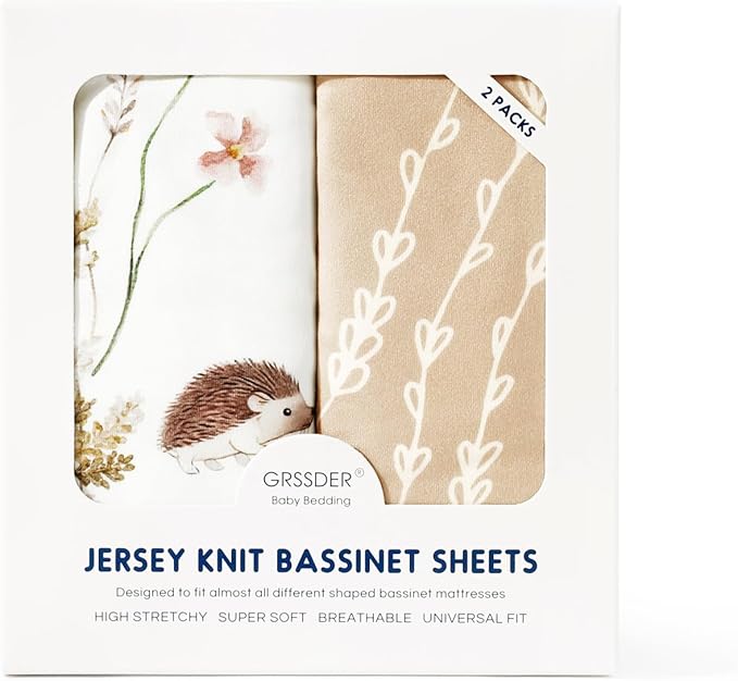 GRSSDER Ultra Soft Bassinet Sheets 2 Pack, Stretchy Breathable Knit Bassinet - Image 3