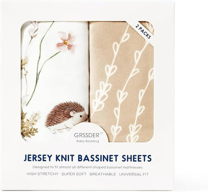 GRSSDER Ultra Soft Bassinet Sheets 2 Pack, Stretchy Breathable Knit Bassinet - Image 3