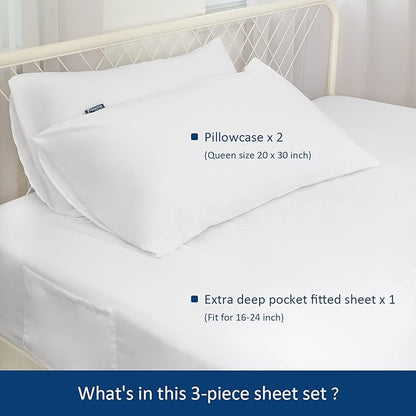 Moonsea Extra Deep Pocket Air Mattress White Sheets Twin Size - Image 2