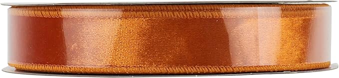 MEEDEE 1 inch Orange Velvet Wired Ribbon - Image 9