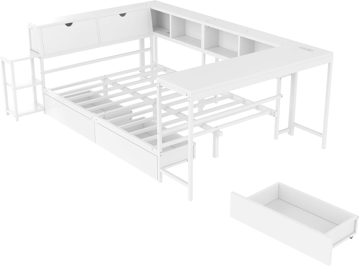 bellemave full size corner bed frame with storage, main product view