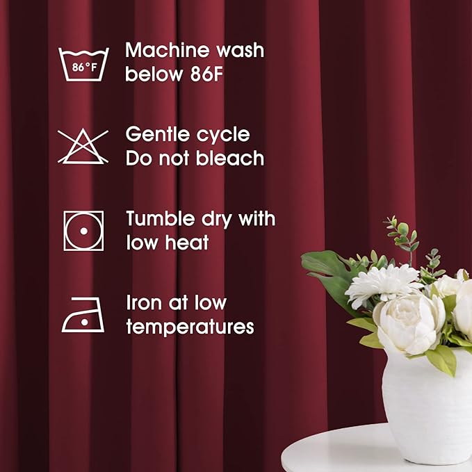 HOMEIDEAS Burgundy Red Blackout Curtains - Image 2