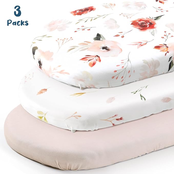 Stretchy Ultra Soft Bassinet Fitted Sheets 3 Pack, Universal Fitted - Image 2