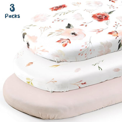 Stretchy Ultra Soft Bassinet Fitted Sheets 3 Pack, Universal Fitted - Image 2