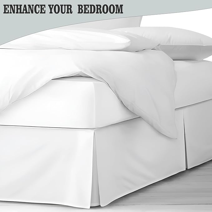 Pleated Bed Skirt King Size, Split Corners, Wrinkle-Resistant Microfiber - Image 2