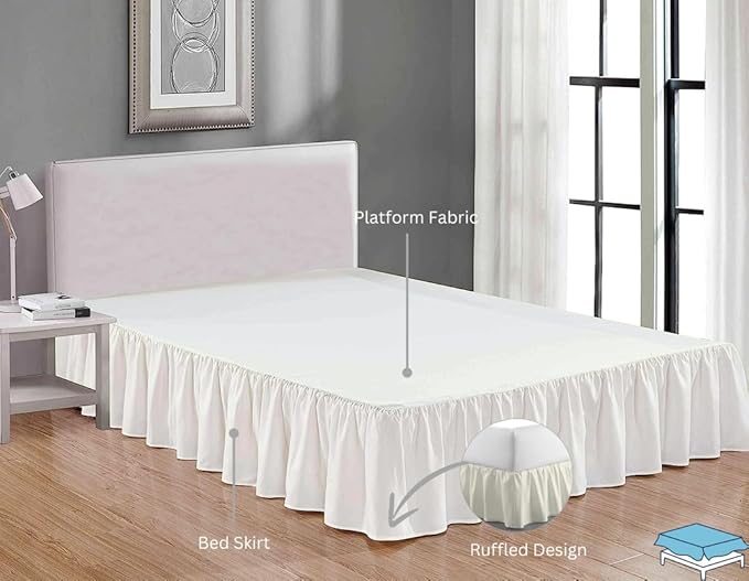 Ruffle Bed Skirt with Split Corners, Microfiber Dust Ruffled - Image 4