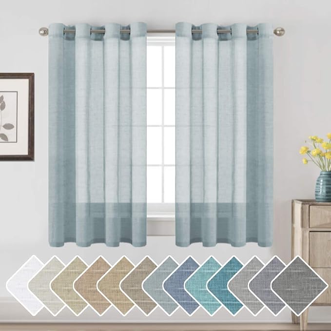 H.VERSAILTEX Linen Curtains Nickel Grommet Natural Linen Semi-Sheer Curtains 2 by HVERSAILTEX