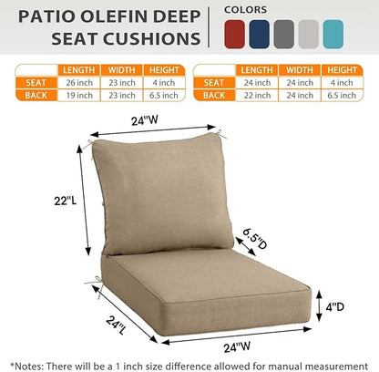 Sundale Outdoor Olefin Deep Seat Cushion Set of 2, Patio Chair Cushion and - Image 5