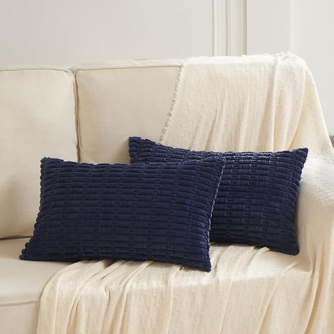 Fancy Homi 4 Packs Navy Blue Decorative Throw Pillow Covers 16x24 Inch - Image 6