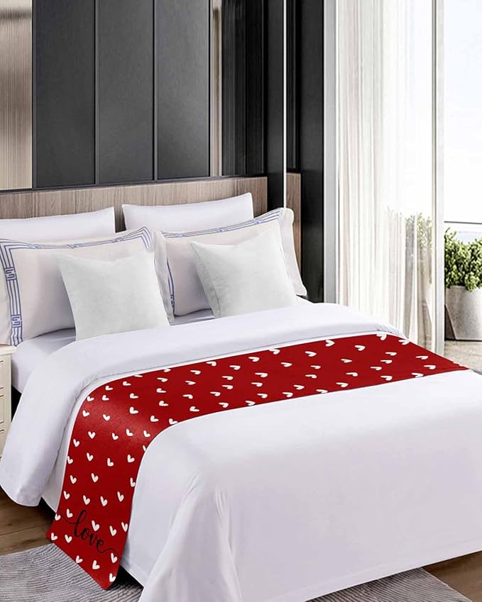 Valentine's Day White Love Hearts Bed Runners - Image 5