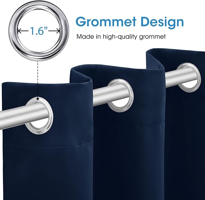 HOMEIDEAS Dark Navy Blackout Curtains - Image 4