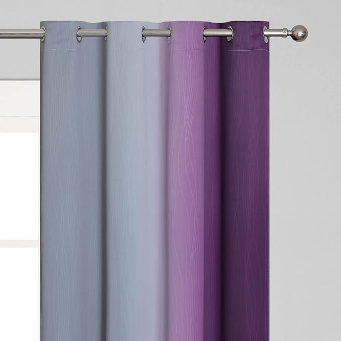 Estelar Textiler Purple and Grey Ombre Blackout Curtains 90 Inches Long 2 - Image 4