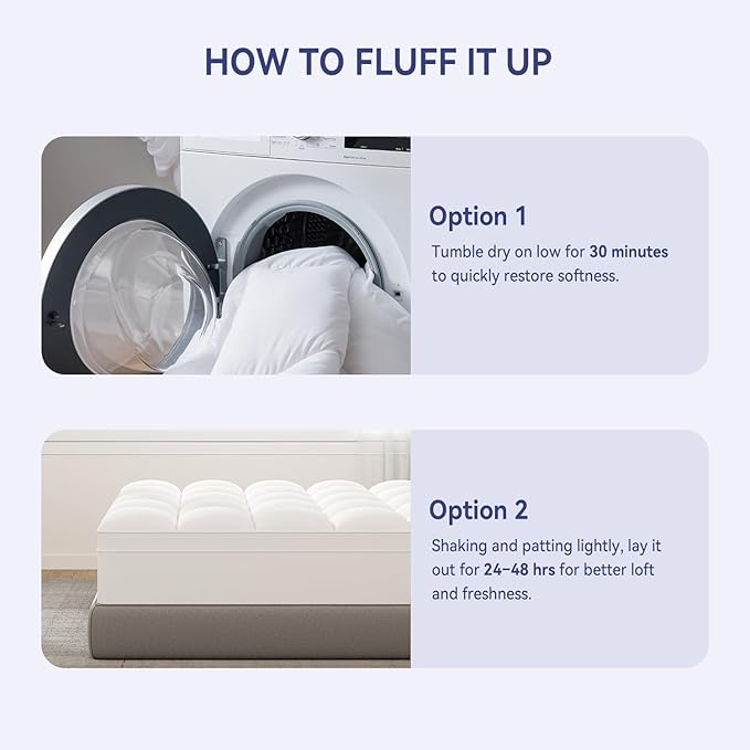 ELEMUSE Queen Mattress Topper for Back Pain, Extra Thick Mattress Pad Cover - Image 6