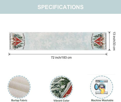 Winter Deer Trees Table Runner 13x72 Inch Snow Treehouse Winter Kitchen Dinning - Image 6