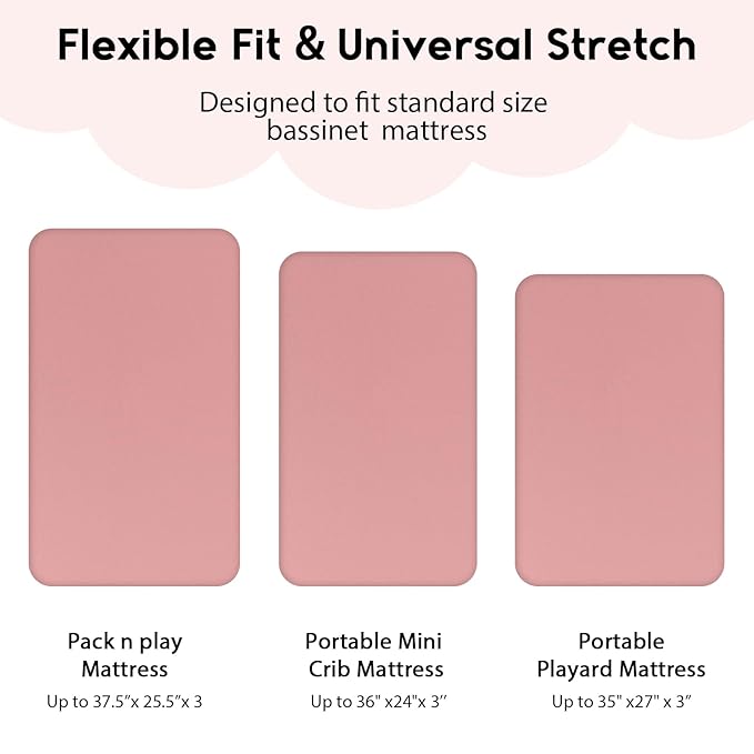 Yoofoss Pack and Play Sheets Fitted, Mini Crib Sheets 2-Pack - Image 3