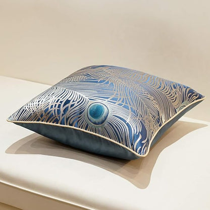 Avigers 20 x 20 Inches Light Blue Silver Peacock Feathers Cushion Cases Luxury - Image 4
