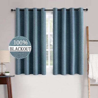 MIULEE Linen Texture Curtains for Bedroom Solid 100% Blackout Thermal Insulated by MIULEE