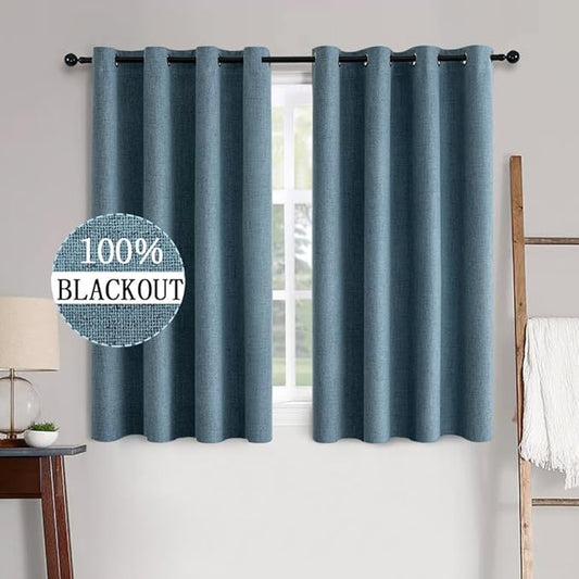 MIULEE Linen Texture Curtains for Bedroom Solid 100% Blackout Thermal Insulated by MIULEE