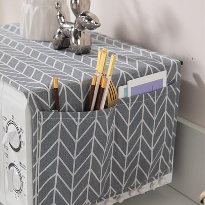 Microwave Oven Cover Dust Oil Proof Cotton Linen Waterproof Fabric Cloth - Image 4