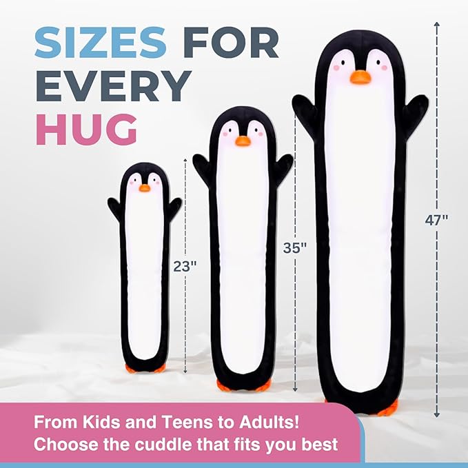Penguin Plush Body Pillow for Kids | Long Stuffed Animal Cuddle Pillow | Soft - Image 6