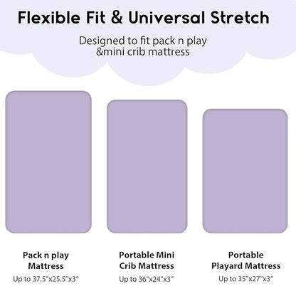 Yoofoss Pack and Play Sheets Fitted, Mini Crib Sheets 2-Pack - Image 3