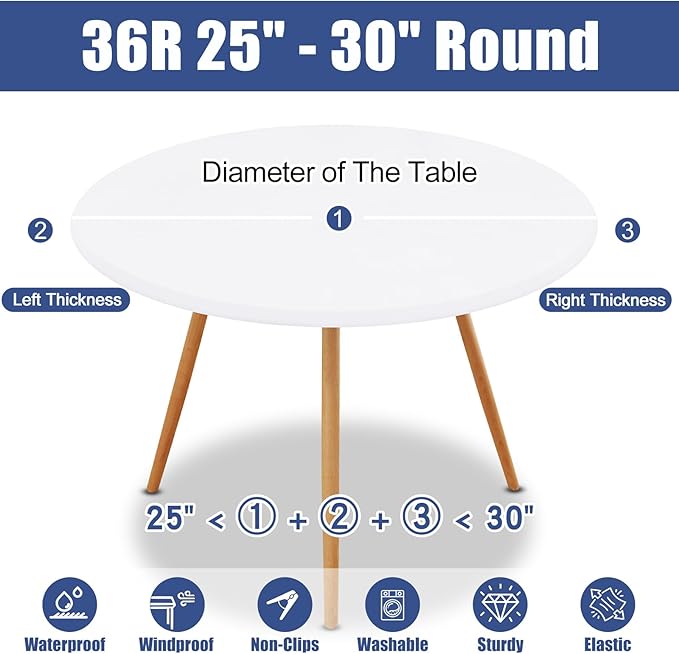 Round Spandex Tablecloth, Elastic Fitted Waterproof Tablecloths - Image 8