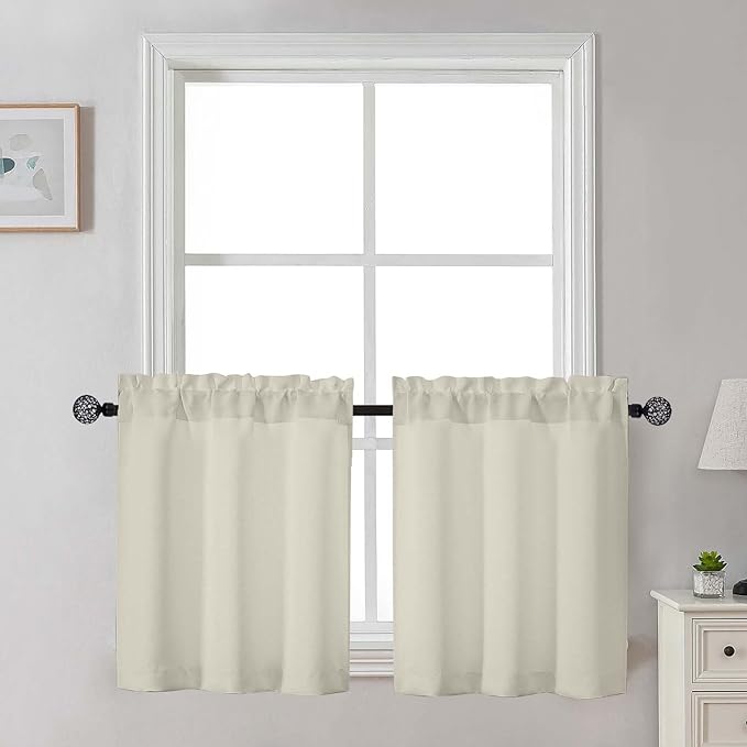 Gwine 24 Inch Length Kitchen Curtains Sets, Light Filtering Half Window Short by Gwine