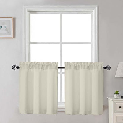Gwine 24 Inch Length Kitchen Curtains Sets, Light Filtering Half Window Short by Gwine