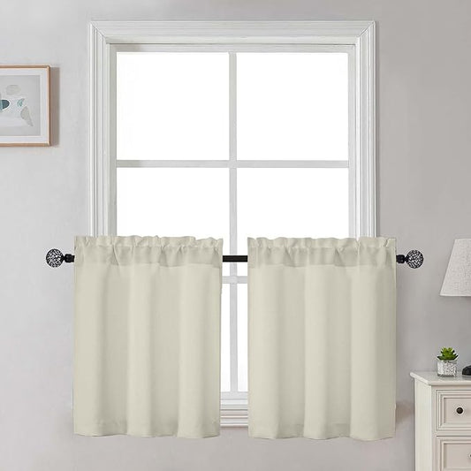 Gwine 24 Inch Length Kitchen Curtains Sets, Light Filtering Half Window Short by Gwine
