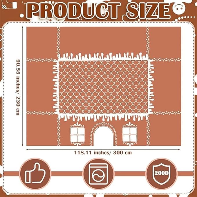 Gingerbread House Christmas Tablecloth, Reusable Waterproof Stain-Resistant - Image 9