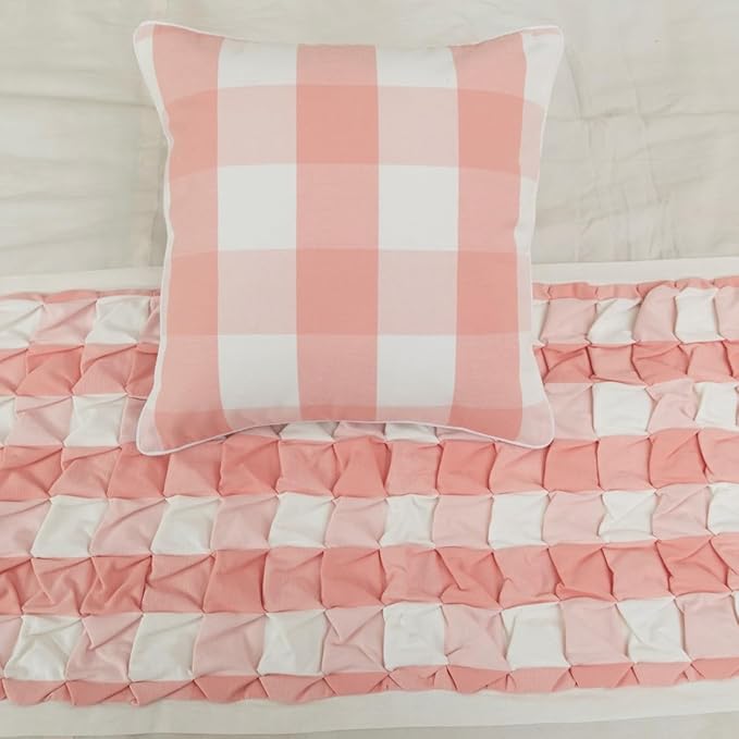 The HomeCentric King/Queen/Twin Peach Pink Decorative Queen 74"x18" Bed Runner - Image 5