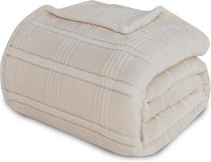 Oversized King Fleece Blanket 120x120 Inches, Seamless Soft Cozy 3D Jacquard - Image 8