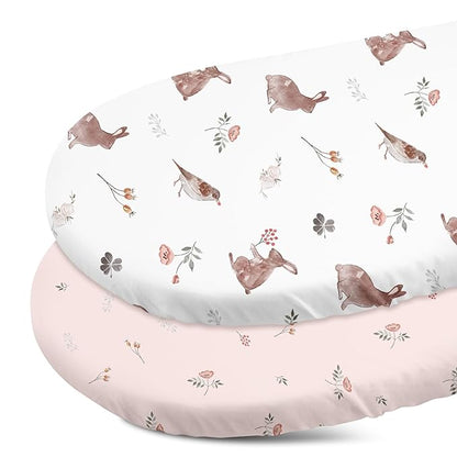 Gllquen Baby Bassinet Sheets Set 2-Pack, Breathable Cozy Bassinet Fitted Sheet by GLLQUENBABY