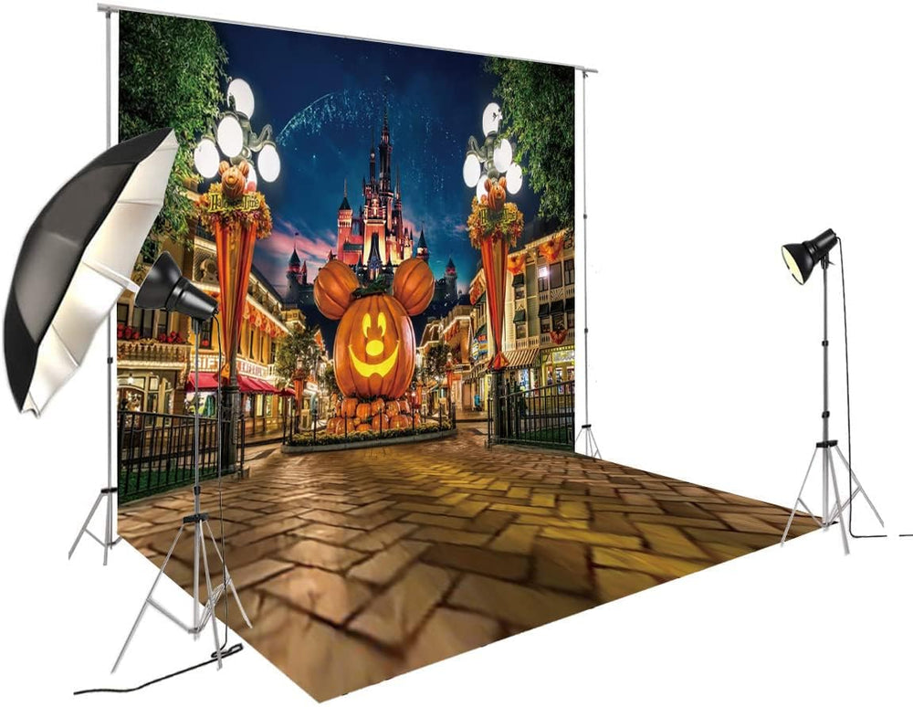 10X10FT Halloween Pumpkin Backdrop Night Street Backdrop Travel Happy Hallowe...