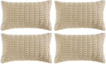 Fancy Homi 4 Packs Tan Decorative Throw Pillow Covers 12x20 Inch by Fancy+Homi