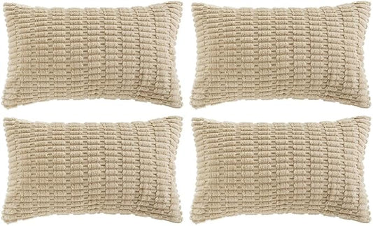 Fancy Homi 4 Packs Tan Decorative Throw Pillow Covers 12x20 Inch by Fancy+Homi