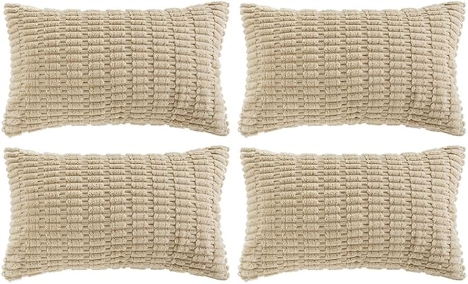Fancy Homi 4 Packs Tan Decorative Throw Pillow Covers 12x24 Inch by Fancy+Homi